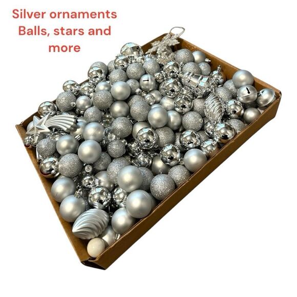 Silver Bead Garland and ornament Balls lot estate - Picture 1 of 12